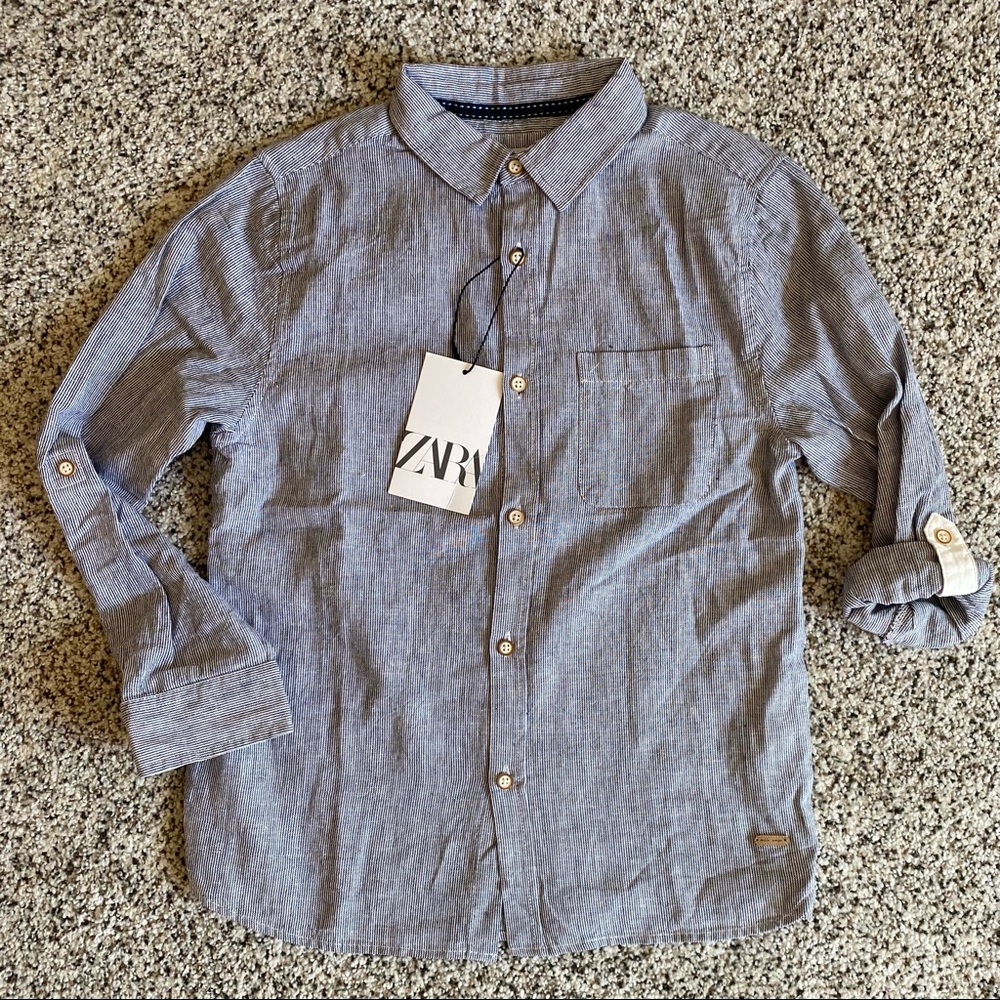 Zara Boy linen cotton shirt size 8 NWT